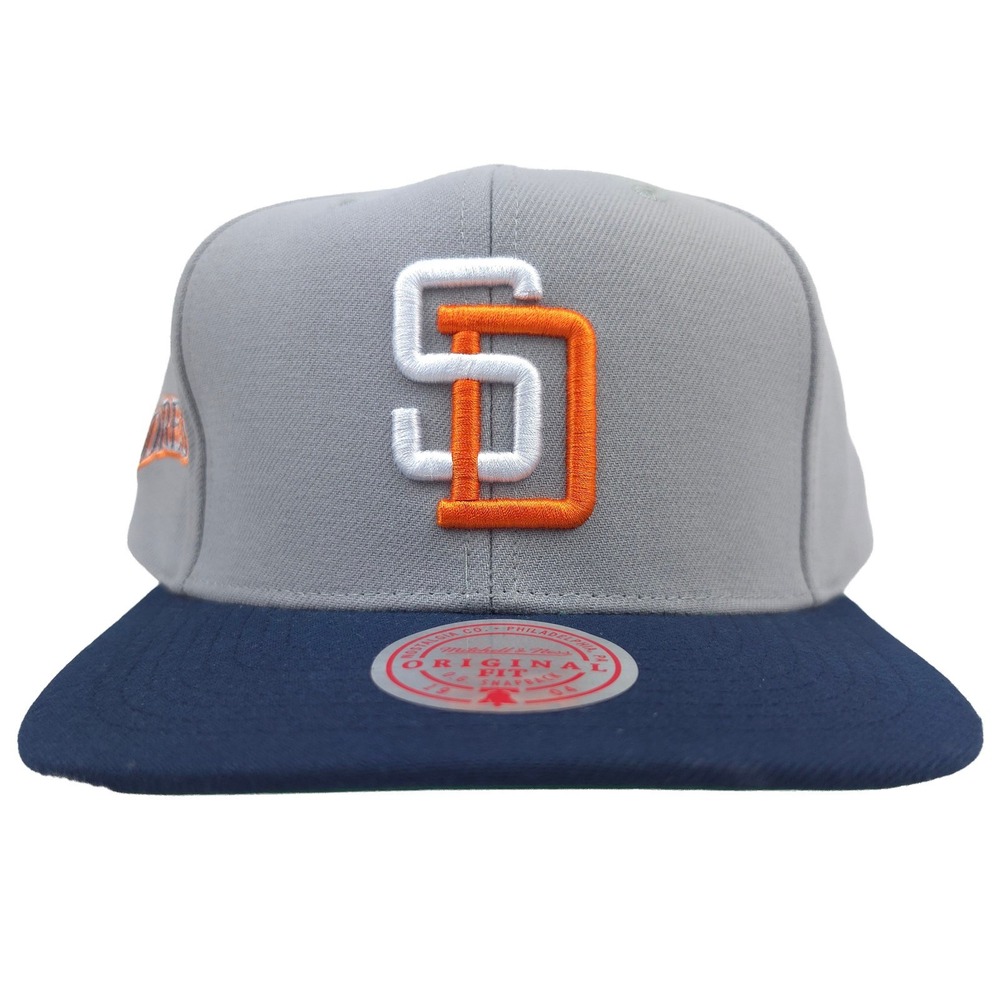 San DIego Padres Mitchell & Ness NHL Snapback Hat Cap 3D Logo Gray Navy NWT